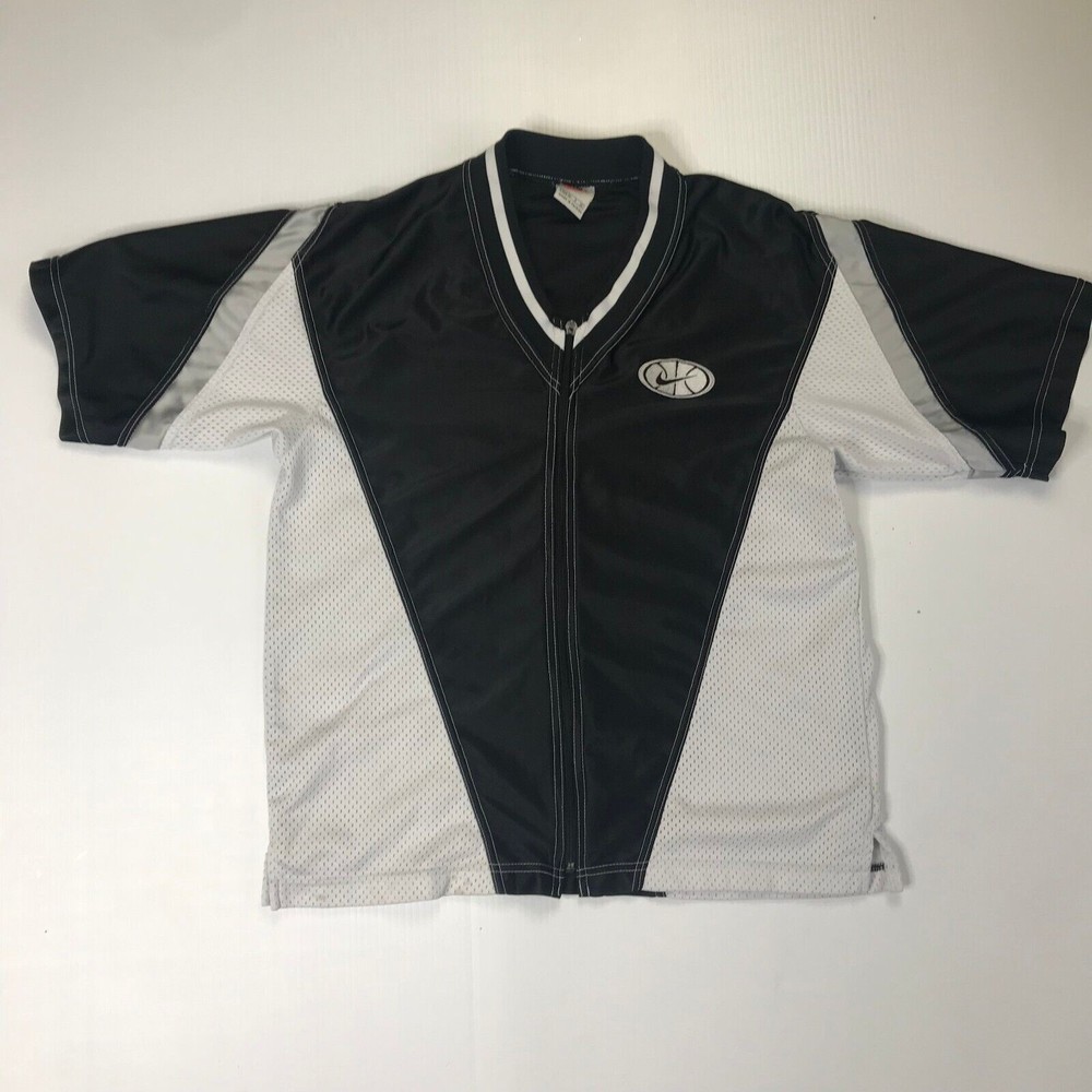 Nike Air Dri  Full Zip Basketball Jersey Short Sleeve Shirt Black  Vtg 90s Small